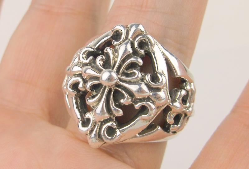 Stunning Huge Sterling Gothic Cross Ring 9.25 Very (1 of 4)