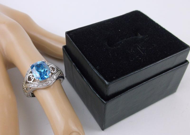 New Sterling Silver 4ct Aquamarine Ring 9 Boxed (1 of 3)