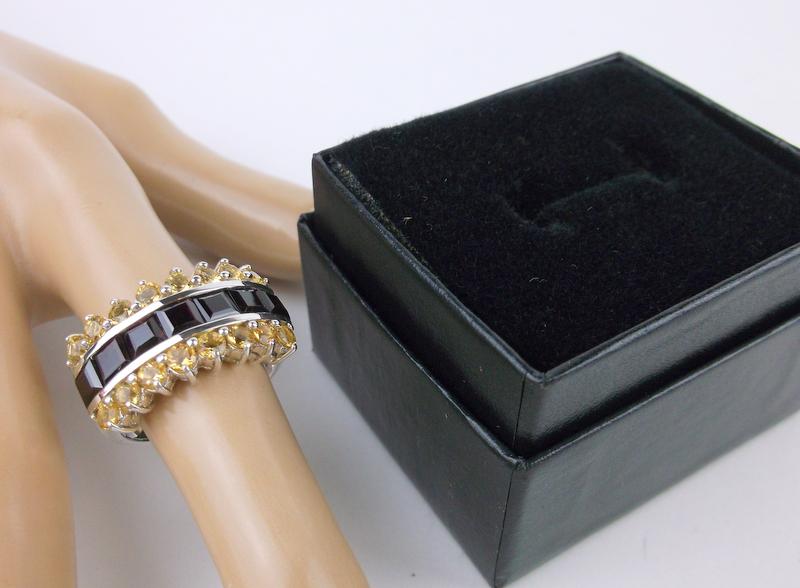 New Heavy Sterling Silver Garnet Citrine Ring 9 Boxed (1 of 3)