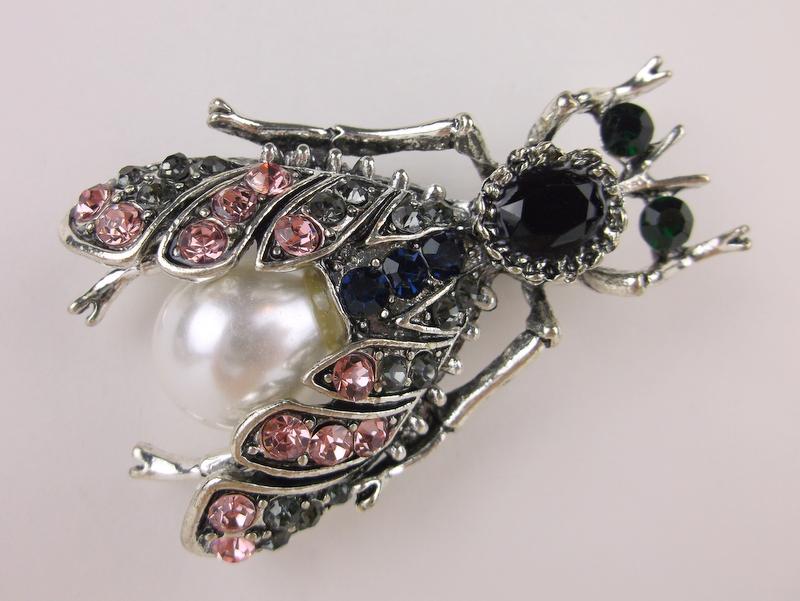 Stunning Large Enameled Rhinestone Insect Brooch (1 of 1)