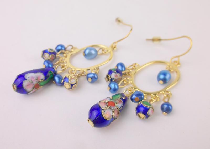 New Cloisonné Drop Dangle Earrings (1 of 1)