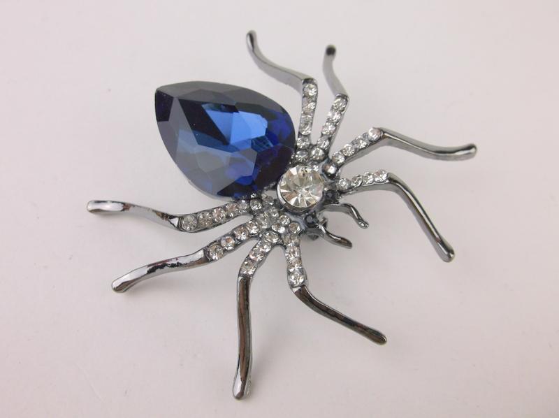 Stunning Large Enameled Rhinestone Spider Brooch (1 of 1)