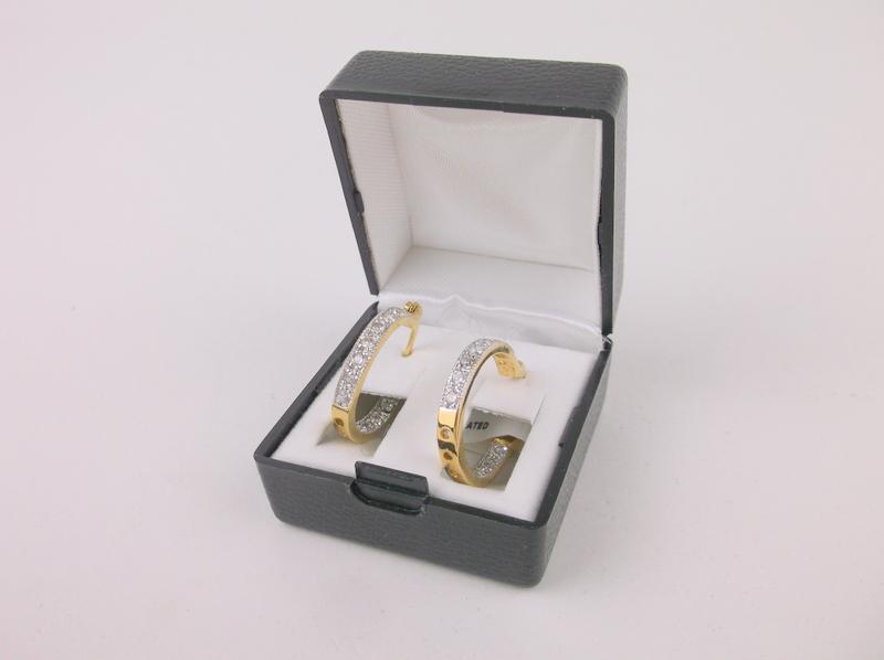 New Boxed White Stone Hoop Earrings (1 of 2)