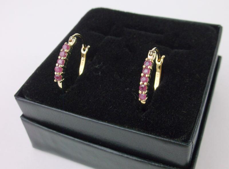 New Gold Over Sterling Silver Ruby Earrings Boxed (1 of 2)