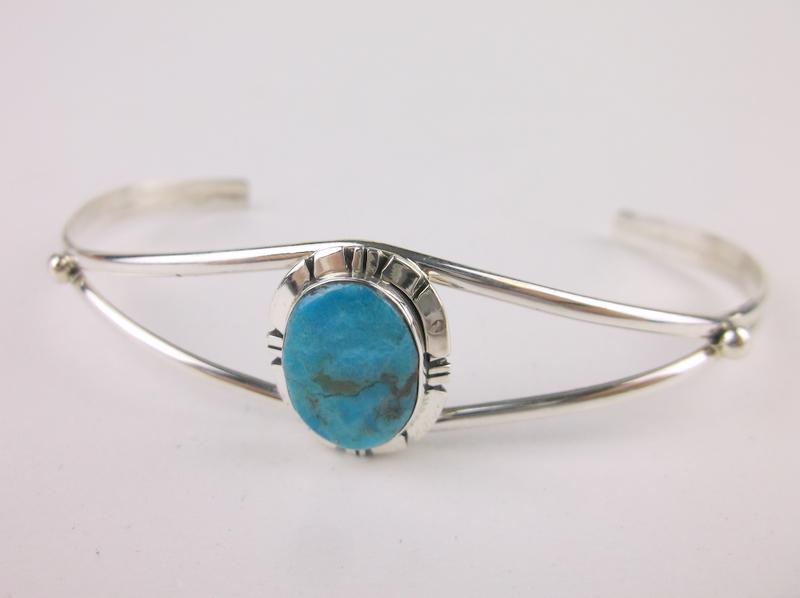 Calvin Spencer Navajo Sterling Turquoise Cuff Bracelet (1 of 3)