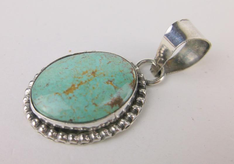 Scott Skeets Navajo Sterling King Turquoise Pendant: Handmade Genuine Navajo, Solid Sterling Silver, in Like New Condition