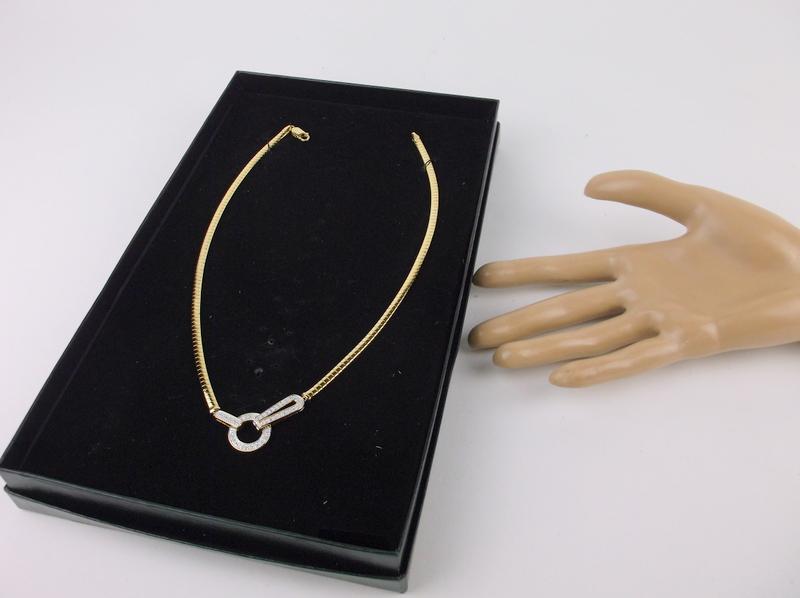 New Boxed Gold Over Sterling Omega Diamond Necklace 18 (1 of 2)