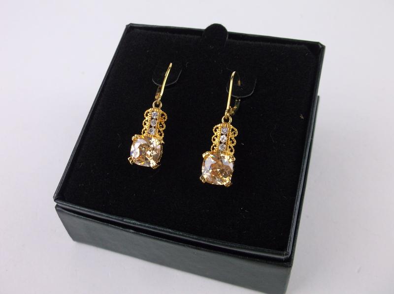 New Boxed Gold Over Sterling Orange Tourm Earrings (1 of 2)