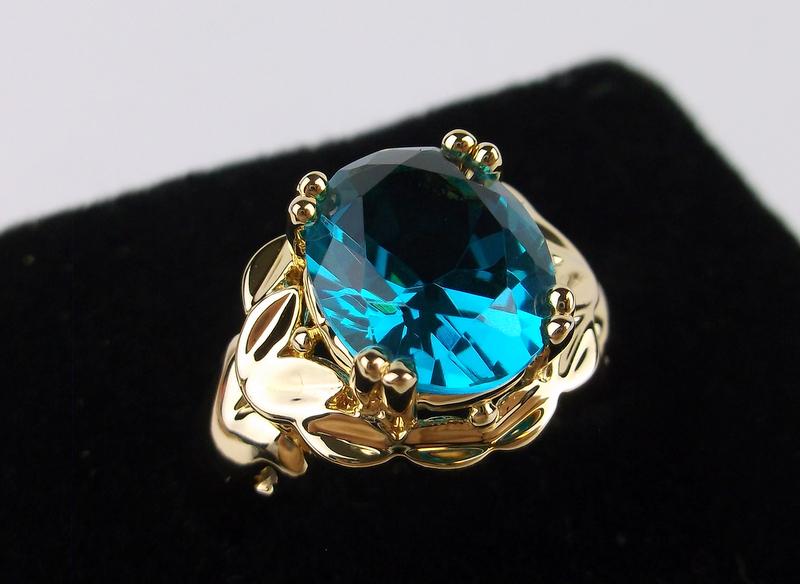 New Boxed Gold Over Sterling Teal Stone Ring 8 Incred (1 of 4)