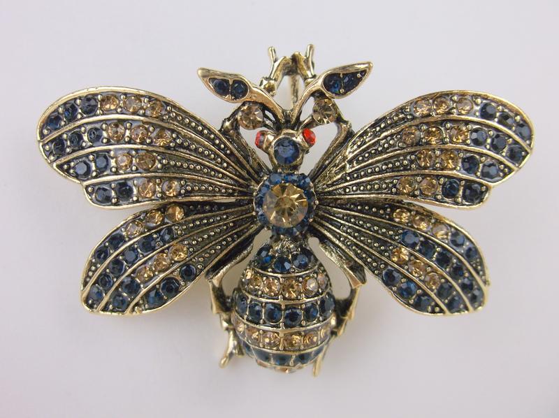 Stunning Large Enameled Rhinestone Insect Brooch (1 of 1)