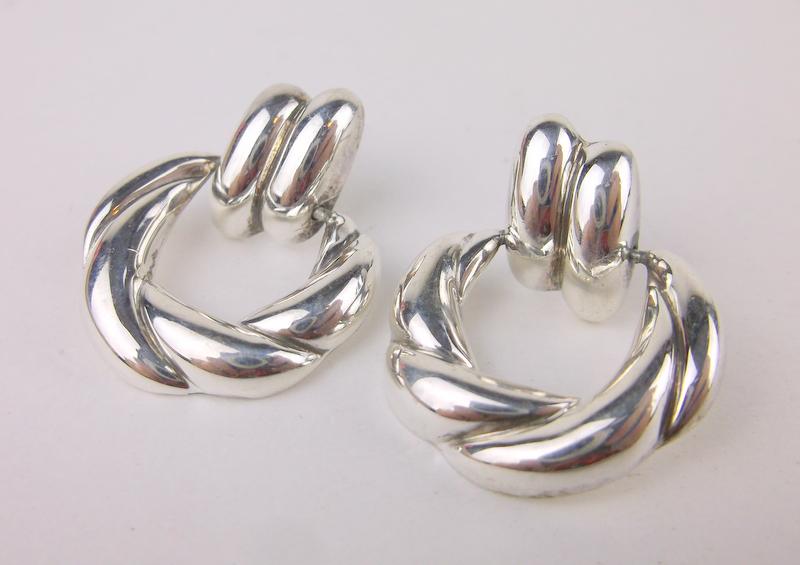Stunning Sterling Silver Door Knocker Stud Earrings (1 of 1)