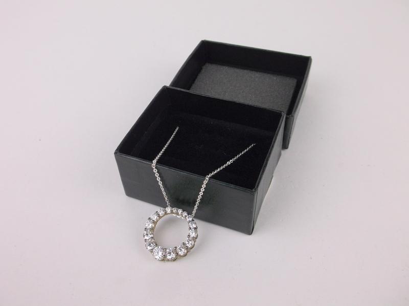 New Sterling Silver White Stone Necklace 18" Boxed (1 of 2)