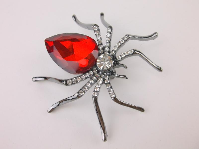 Stunning Large Enameled Rhinestone Spider Brooch (1 of 1)