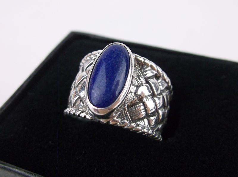 Heavy Boxed Sterling Silver Lapis Weave Ring 8 (1 of 4)