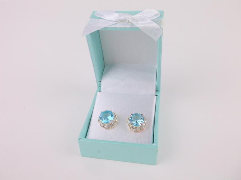 New Boxed Blue Stone Stud Earrings (1 of 2)