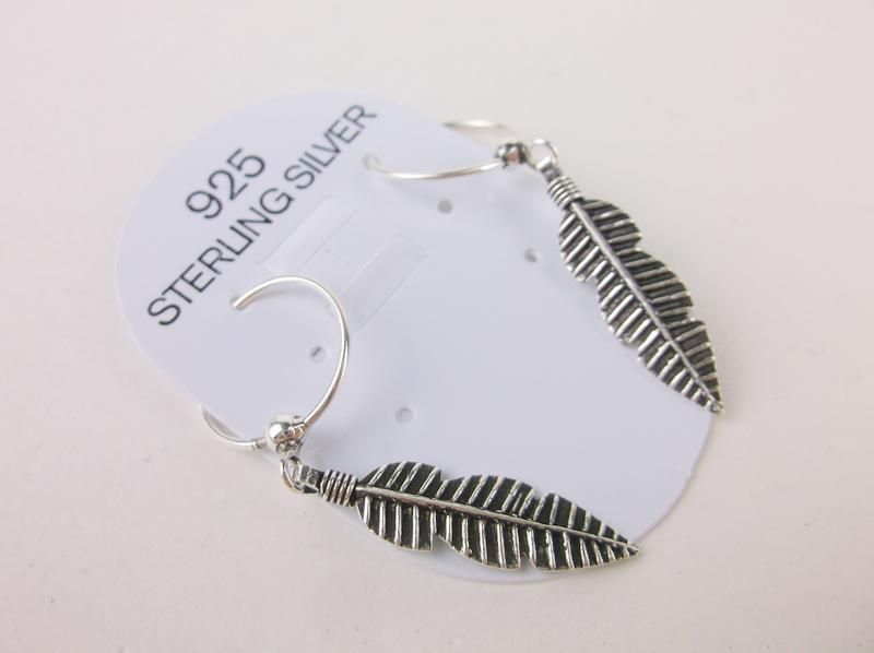New Sterling Silver Hoop Feather Earrings (1 of 1)