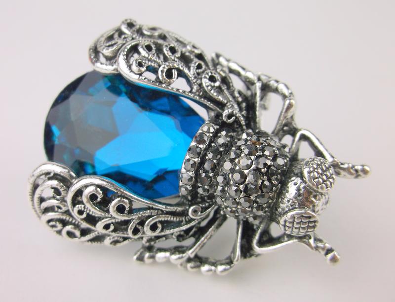 Stunning Large Enameled Rhinestone Insect Brooch (1 of 2)