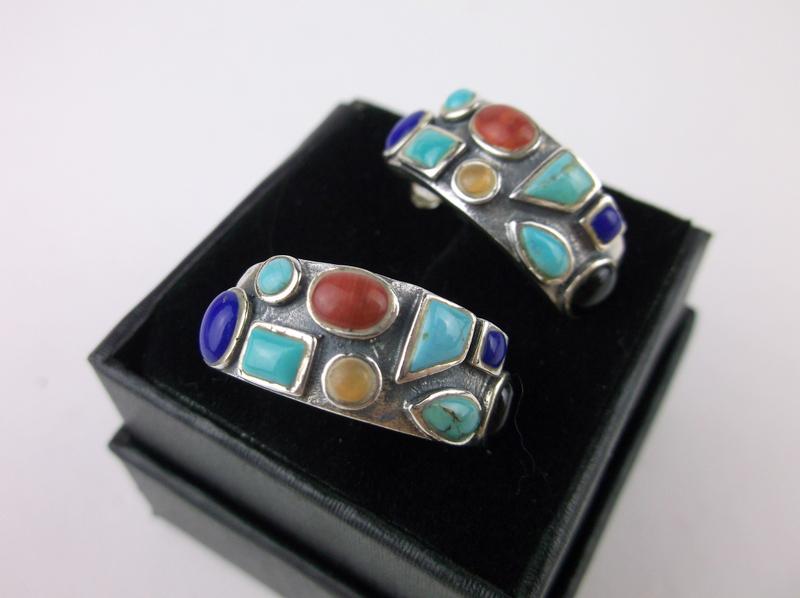 Stunning Boxed Sterling Turquoise Stud Earrings Heavy (1 of 2)