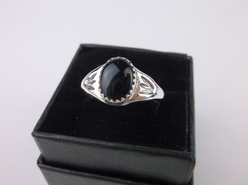 Navajo Annie Lincoln Sterling Onyx Ring Size 10.5 (1 of 2)