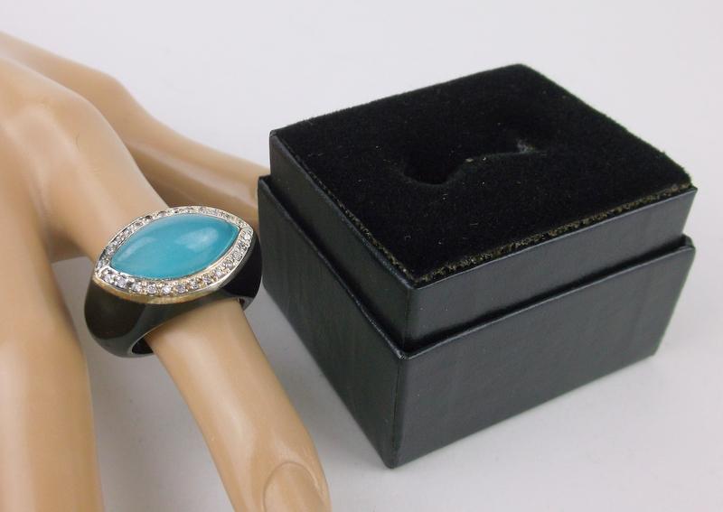 New Sterling Aquamarine Onyx Ring 7.5 Boxed (1 of 3)