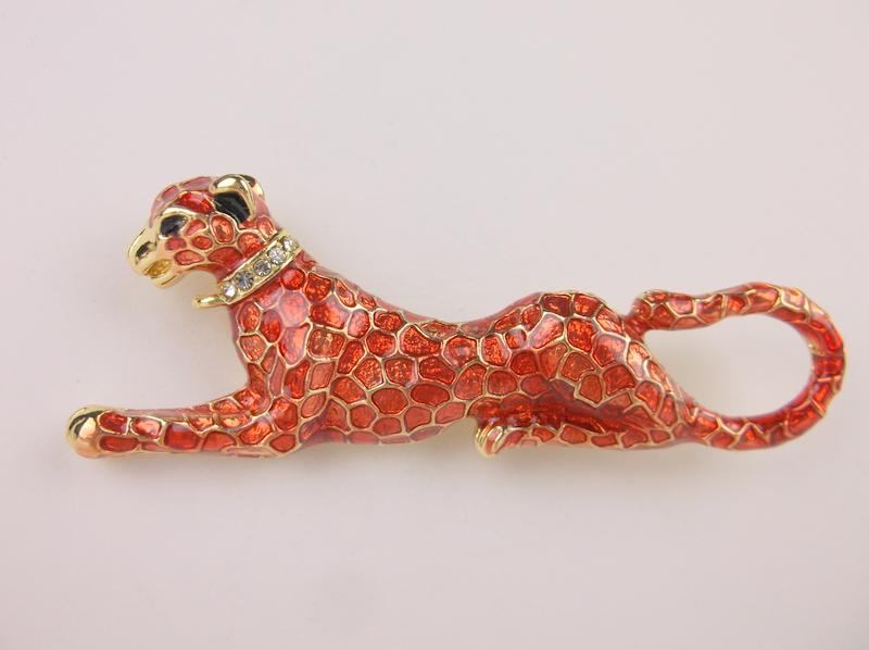 Stunning Large Enameled Rhinestone Leopard Brooch (1 of 1)