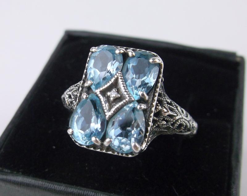 Incredible Boxed Sterling Topaz Diamond Ring 9 (1 of 4)