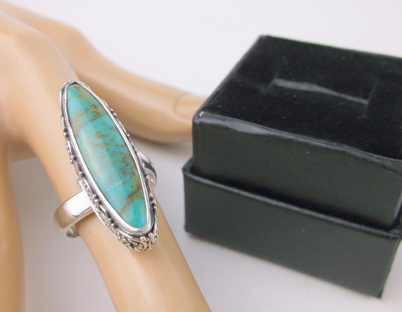 New Boxed Huge Sterling Silver Turquoise Ring 7 (1 of 3)