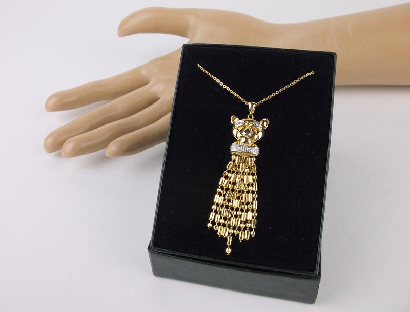 Gold Over Sterling Diamond Leopard Necklace 24" NEW (1 of 4)