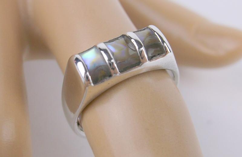 Stunning Vintage Sterling Silver Abalone Ring 7 (1 of 2)