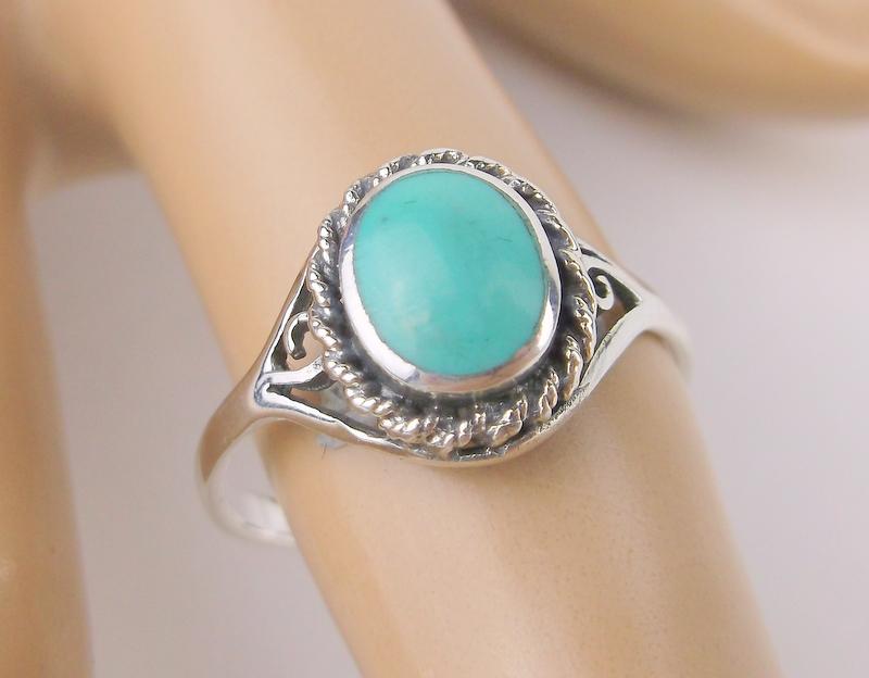 New Sterling Silver Turquoise Ring 7.5 (1 of 1)