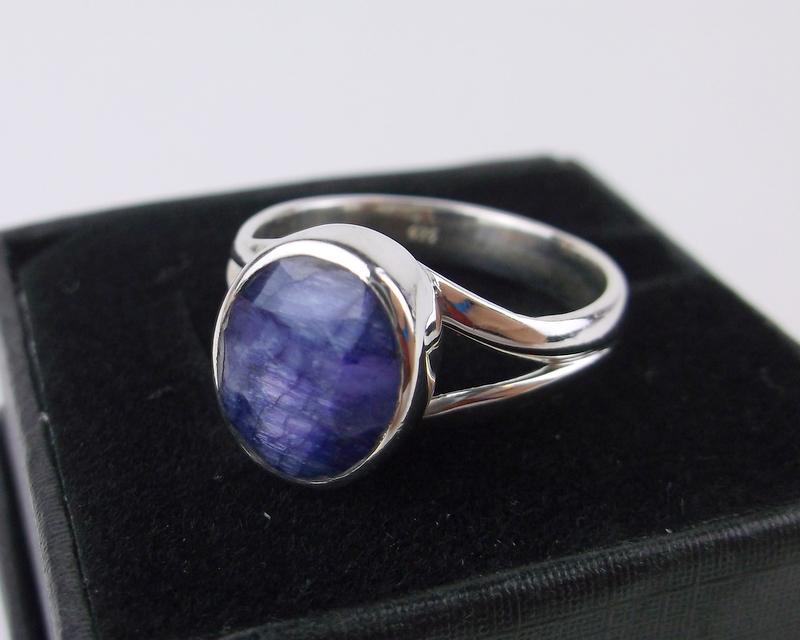 New Boxed Sterling Silver 2ct Sapphire Ring 6.5 Heavy (1 of 3)