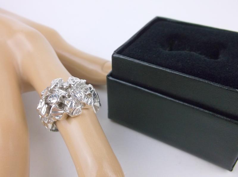 Stunning Vintage Boxed Sterling Nugget Ring 10 Heavy (1 of 5)