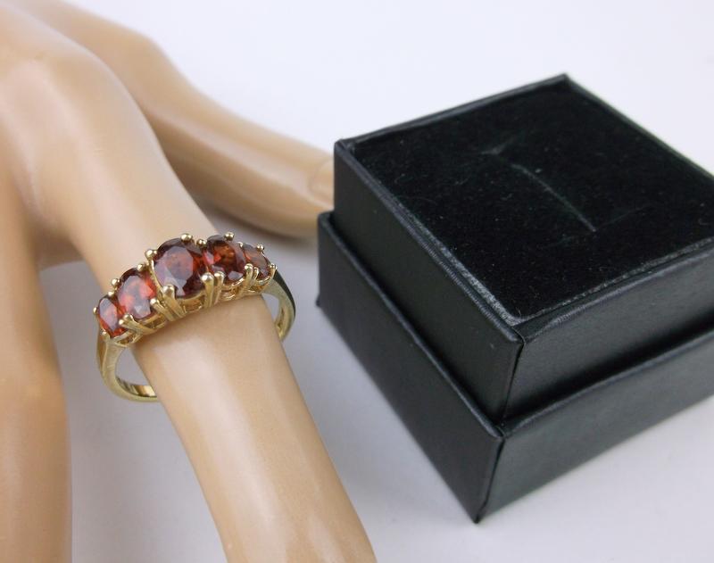 New Boxed Gold Over Sterling Garnet Ring 10 (1 of 2)