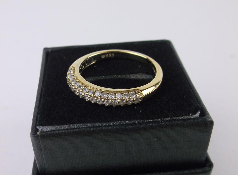 New Boxed Gold over Sterling White Stone Ring 9 (1 of 2)