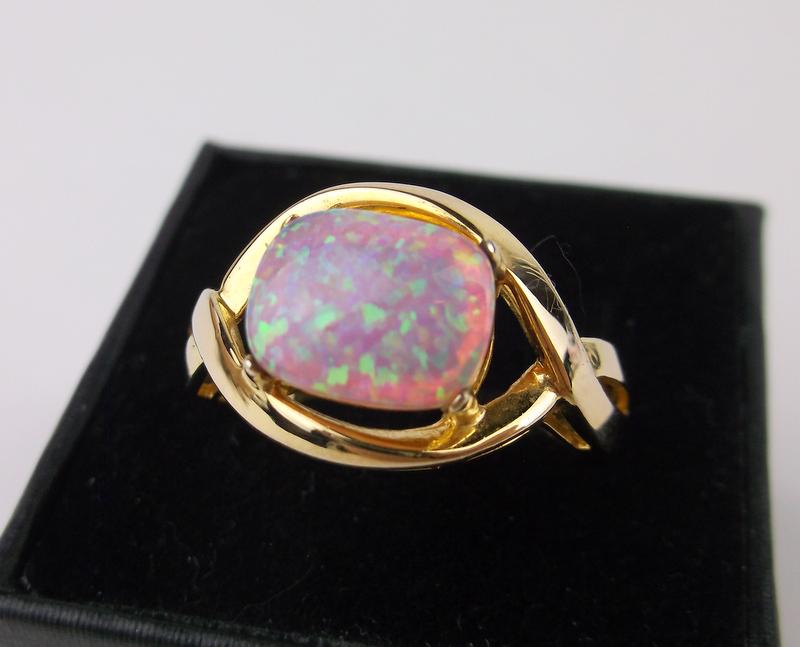 New Boxed Gold Over Sterling Silver Opal Ring 10 (1 of 2)