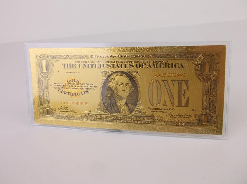 24kt Gold US $1 One Dollar Bill: excellent condition