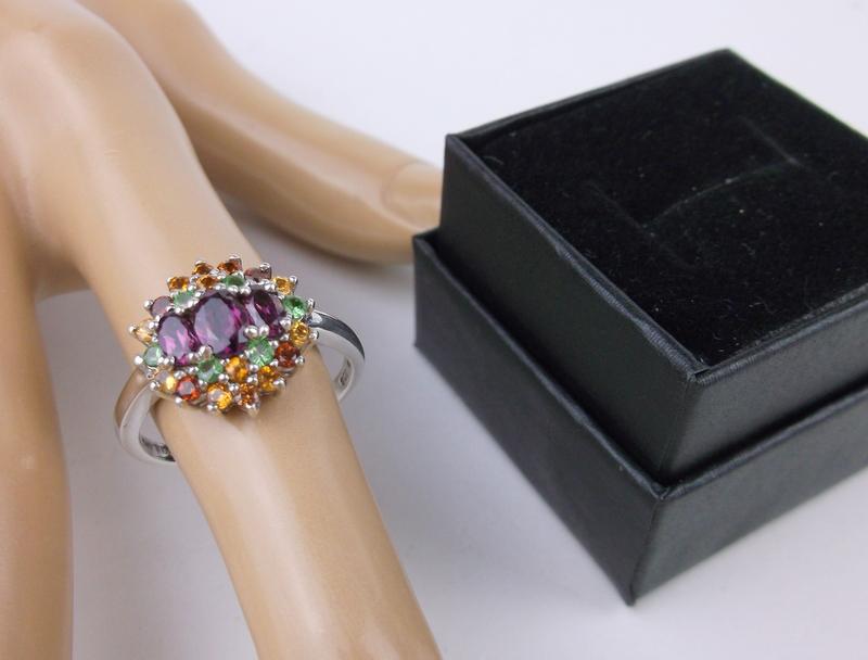 New Boxed Sterling Silver Multi Gemstone Ring 10 (1 of 3)