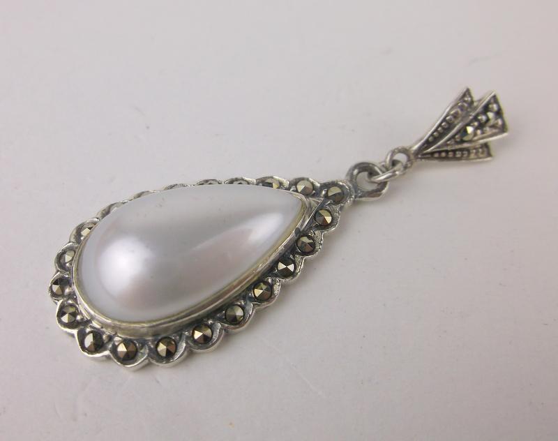 New Sterling Silver Marcasite Drop Pendant (1 of 1)