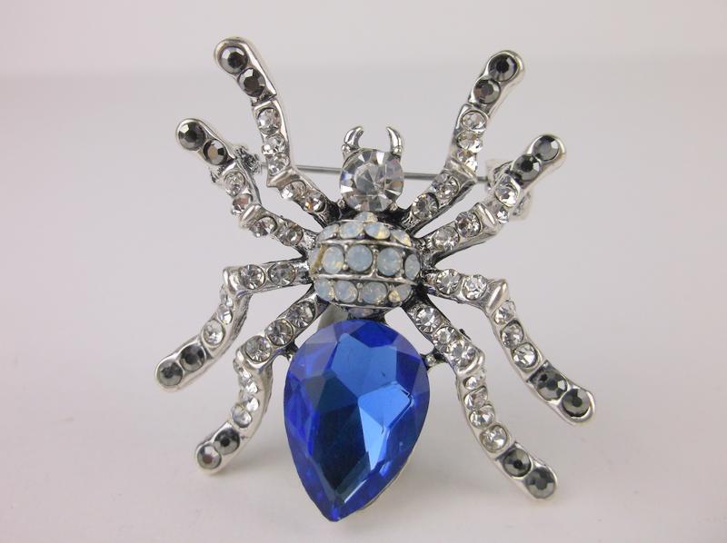 Stunning Large Enameled Rhinestone Spider Brooch (1 of 1)