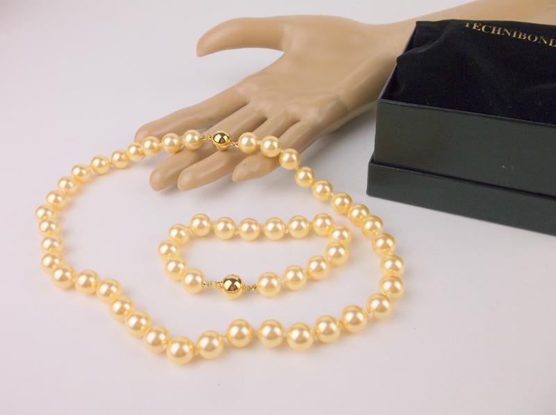 New Boxed Gold Over Sterling Pearl Necklace Bracelet (1 of 3)