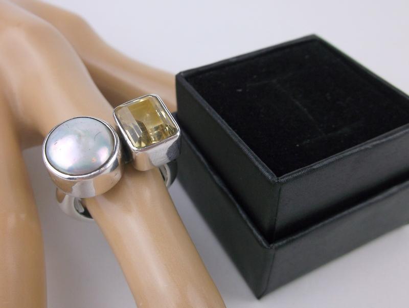 Sup Heavy Boxed Sterling Silver Citrine Ring 7.5 Thick (1 of 4)