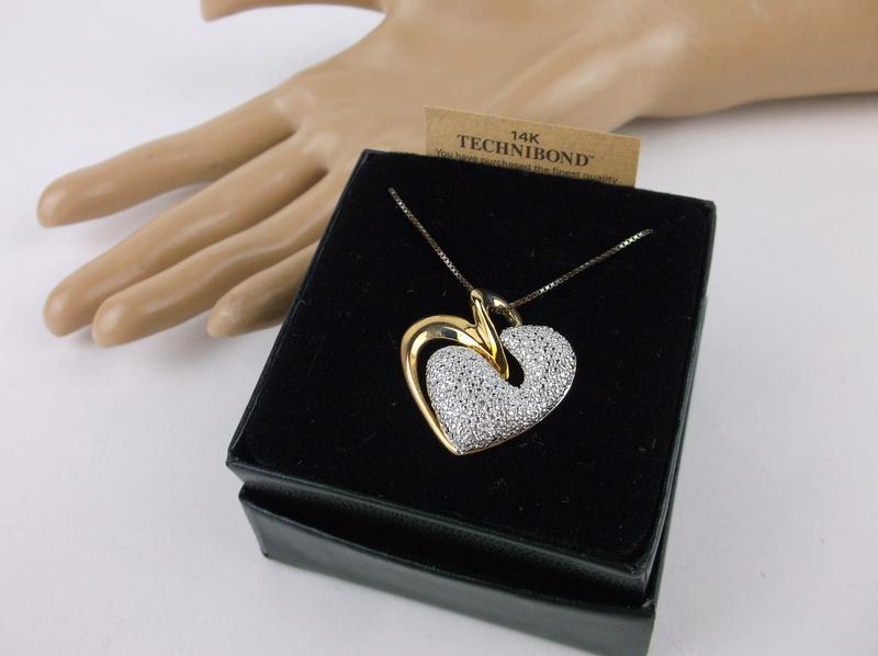 New Boxed Gold Over Sterling Diamond Heart Necklace 18" (1 of 2)