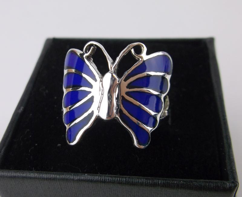 New Boxed Sterling Silver Lapis Butterfly Ring 8 (1 of 2)