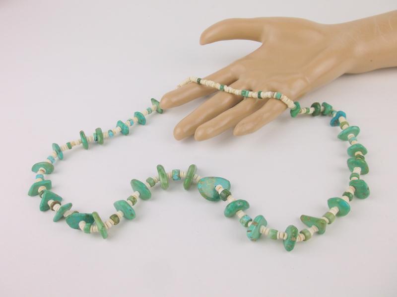 Antique Navajo Turquoise Shell Chunky Necklace 24" (1 of 5)