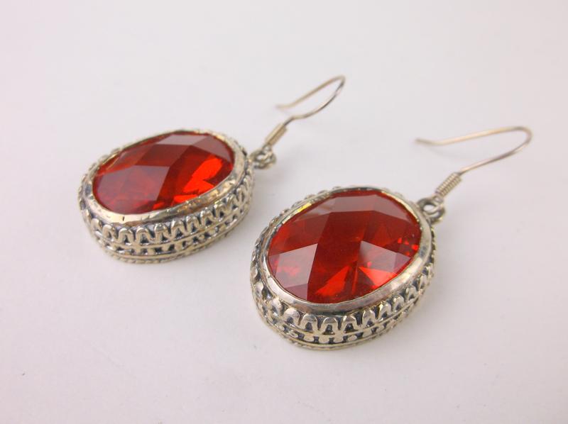 Stunning Large Red Stone Drop Earrings (1 of 2)