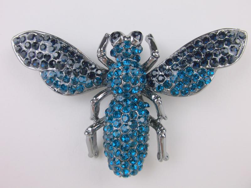 Stunning Huge Enameled Rhinestone Bee Insect Brooch (1 of 1)