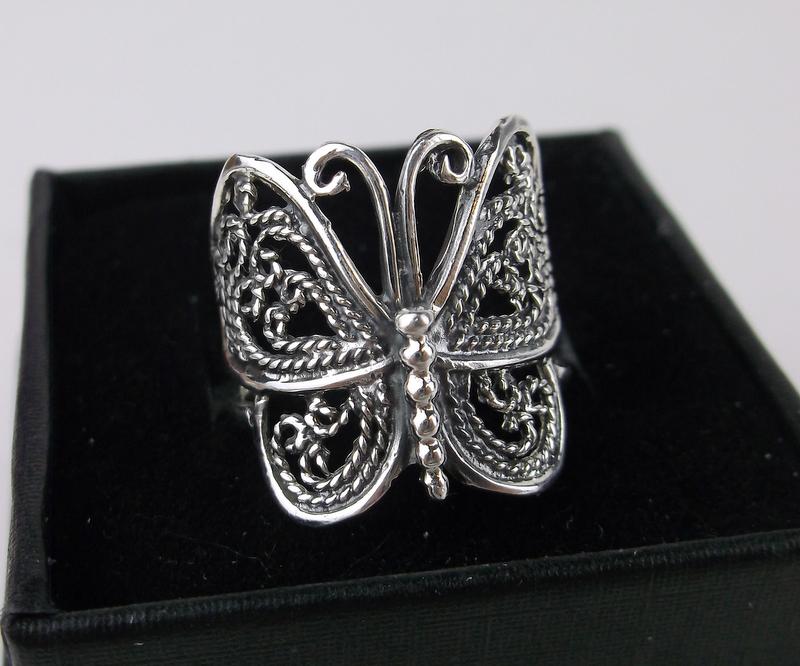New Sterling Silver Ornate Butterfly Ring 5 Boxed (1 of 2)