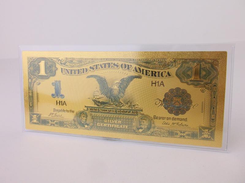 24kt Gold US $1 One Dollar Bill: new condition