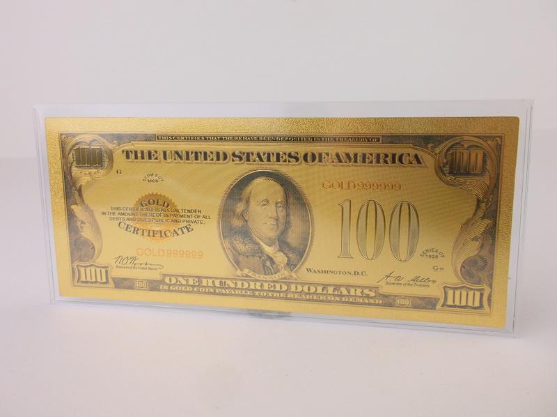24kt Gold US $100 One Hundred Dollar Bill: new condition