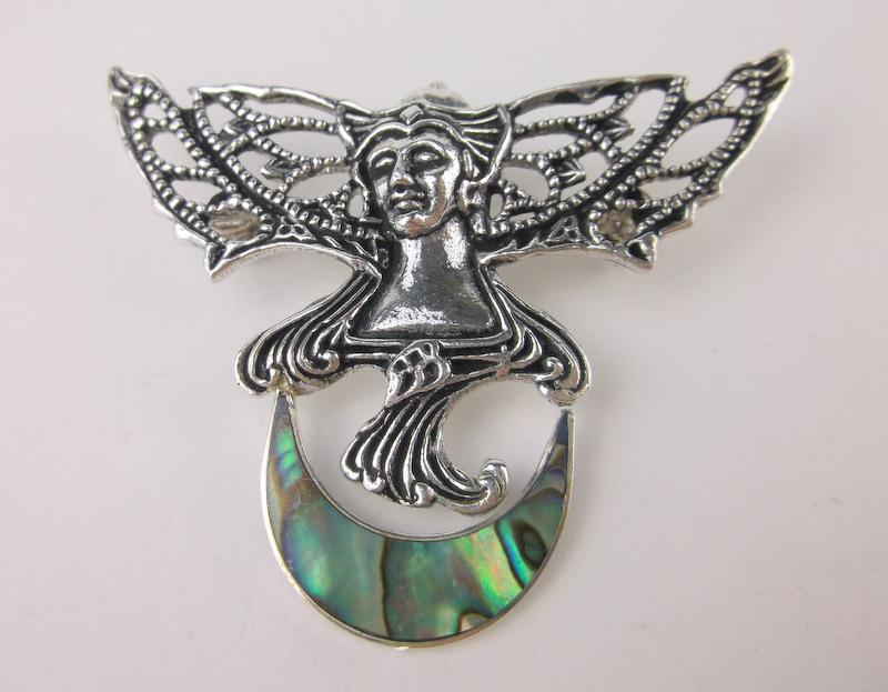 Stunning Sterling Silver Abalone Mother Earth Brooch: Solid Sterling Silver Guaranteed, in Brand New Never Worn Condition.